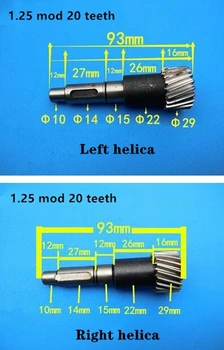 1.25 mod zupčastih osovina ravne zube spiralnim zupčastih osovina 20 zubaca 1.25 modul 93 mm 96 mm 103 mm nazubljeni val satna CNC 5
