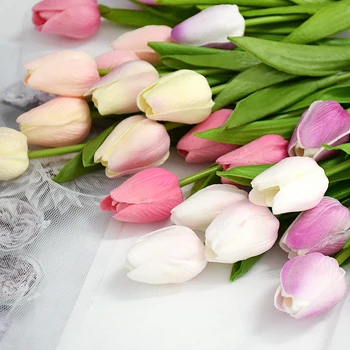 10 KOM. Umjetni Cvijet Ovi Tulipani na Dodir Lažni Buket Cvijeća za Vjenčanje Ukras Kuće, Sobe, Vrt, Dekora, Rekvizita za foto pucati
