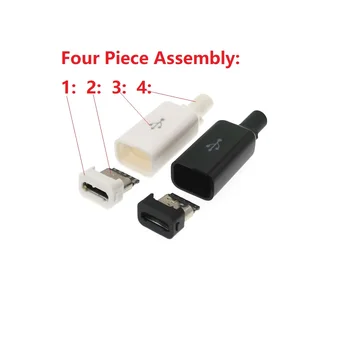 10 kompleta DIY Micro USB Type B Ženski 5-pinski Konektor Od četiri Dijela U Prikupljanju Priključak Utičnica