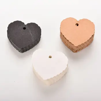 100 Kom./lot Kraft-papir u obliku srca, oznake za vješanje, Oznaka za svadbene zurke, Cijena Poklon-kartice, 5,8 cm x 5,5 cm 0