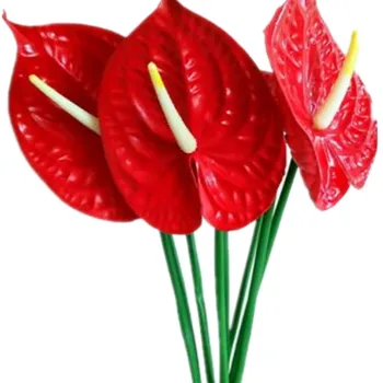 10шт Plastični Cvijet Антуриума Umjetne Crvene boje Ljiljani za Božićni domjenak Kućni Cvjetnih Dekoracija
