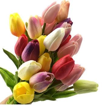 10ШТ Tulipana Umjetni Cvijet Trenutno Dodir Umjetna Lažni Buket Cvijeća za Vjenčanje Ukras Cvijeće Home Dekor Garen 0