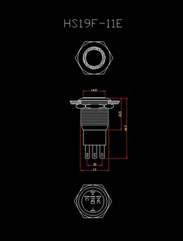 19 mm Глинозем Crno Kućište Press Metalni Gumb Prekidača Vodootporan Instant Reset Led Svjetiljka S pozadinskim Osvjetljenjem Snagu od PC-5-12-24 220 5
