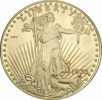 1933 Sjedinjene američke Države Kip Slobode Dvadeset dolara St Gaudens Dvoglavi orao s motom Mesing metalne fotokopirni kovanice 0