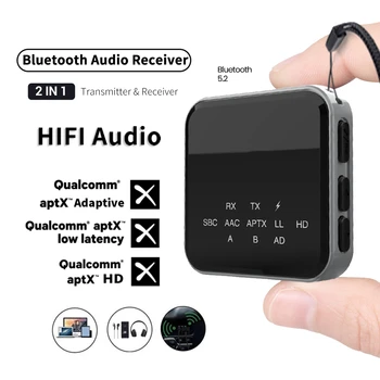 2-U-1 Bluetooth 5.2 Predajnik Prijemnik aptX-LL/HD Niske Latencije Bežični Adapter s Mikrofonom 3,5 mm AUX Priključak za TV Automobila