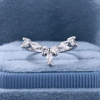 2021 novi prsten od srebra S925 sonde V-oblika divljeg oka, cirkon, geometrijski jednostavno zaručnički prsten, ženska prodaja na veliko