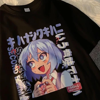 2022 Ljetna Moda Crtani Japan Kanji Djevojka Anime Majice Harajuku Majice Kratki Rukav Majice Velika Tinejdžerska Odjeća Y2k Estetska