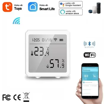 2022 Tuya WIFI Senzor za temperaturu i vlagu, Hygrometer Za prostor, Termometar sa LCD Zaslona, Podrška za Alexa, Google Assistant