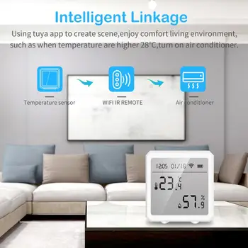 2022 Tuya WIFI Senzor za temperaturu i vlagu, Hygrometer Za prostor, Termometar sa LCD Zaslona, Podrška za Alexa, Google Assistant 1