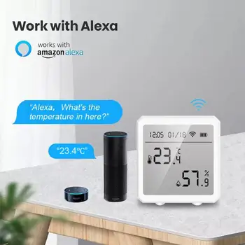 2022 Tuya WIFI Senzor za temperaturu i vlagu, Hygrometer Za prostor, Termometar sa LCD Zaslona, Podrška za Alexa, Google Assistant 2
