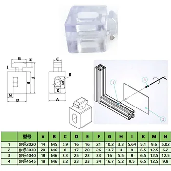 24 KOM. Europski standard/industrijski aluminijski profil pribor prozirne gumene čestice 2020/ 3030/4040/4545 plastični blok 5