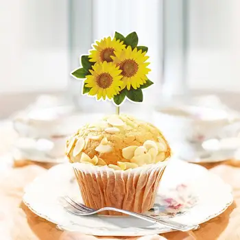 24шт Подсолнечный Torta Topper Cupcake Topper DIY Vjenčanje je Dan Rođenja Dječji Tuš Torta Dekoracija Desertno Ukras 3