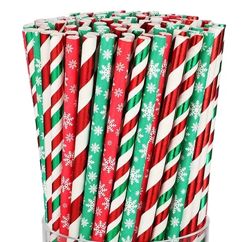 25 kom/paket, Božićni Papir Slamke, Pahuljica, Božićno Drvce, Papirnate Slamke, Ukras je Božićnog stola, Ukras za dom Božićni domjenak 0