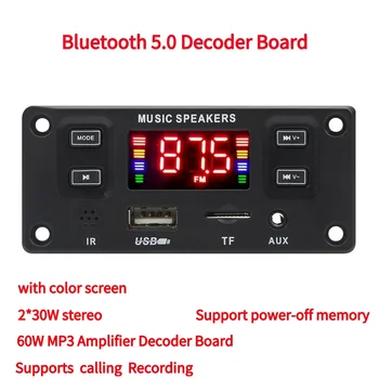 2X30 W Stereo 60 W Pojačalo, USB TF FM Radio Modul Zaslon u Boji Bluetooth Modul kompatibilan Dekoder s Daljinskim upravljačem za Vozila