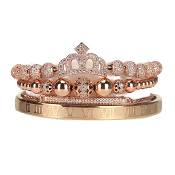 4 kom./compl. Luksuzna kraljevska narukvica s krunom kraljice, perle od nehrđajućeg čelika, rame sa фианитами, rimske narukvice i narukvice za žene, nakit