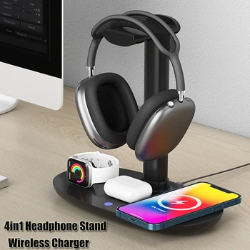 4в1 Stalak za Slušalice Airpods Max Držač Slušalice Vješalica Bežični Punjač za IOS Telefon Sat Bluetooth Slušalica