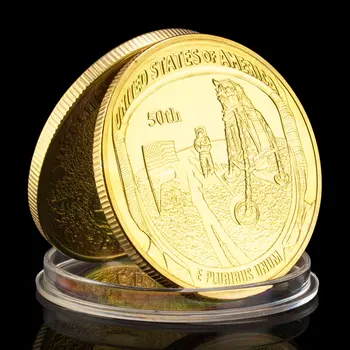 50-godišnjicu iskrcavanja Apollo na Mjesec Naplativa suvenir novčić sa srebrnim premazom, kopija prigodna kovanica s bareljef