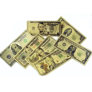 7 kom./lot Novčanica od zlatne folije SAD, Amerika, Lažne Novčanice, Sve Dolarske Novčanice, Kolekcija Papirnog Novca za Uređenje Doma, Dar 0