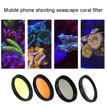 Akvariju Filter za Objektiv Kamere Smartphone 4 u 1 Komplet Žuto-Narančasti Filter za Objektiv za snimanje slika Akvarija s Koraljnim Grebenima