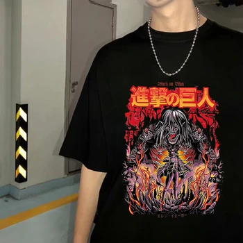 Anime Napad Na Titans Eren Sigurnost Majica s Natpisom Muška Majica S Kratkim Rukavima Svakodnevne Vrhovima Unisex