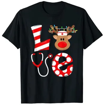 Božićno Sestra Ljubav NICU RN ER Santa Jelen Šešir medicinske Sestre Elf Grafički t-Shirt Majica