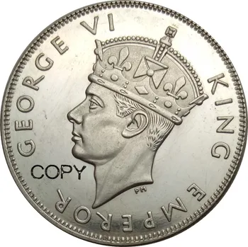 Britanska kolonija Južna Rodezija 1/2 Krune Georgea VI Pola Krune 1947., Srebrna Kopiju Novčić s Mjedenim premazom 0