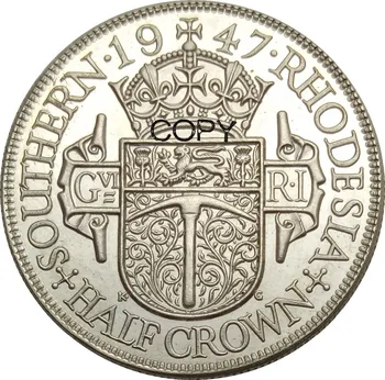 Britanska kolonija Južna Rodezija 1/2 Krune Georgea VI Pola Krune 1947., Srebrna Kopiju Novčić s Mjedenim premazom 1