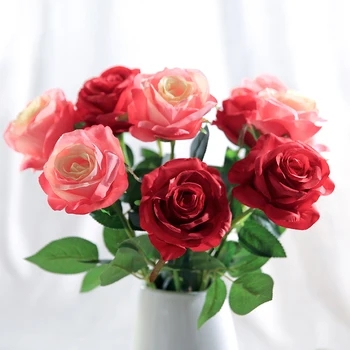 Buket Umjetnih Boja, Svilene Ruže Na Dugim Stabljikama, Svadbena Dekoracija Za Dom Površine, Umjetne Biljke, Božićni Poklon Za Valentinovo 2