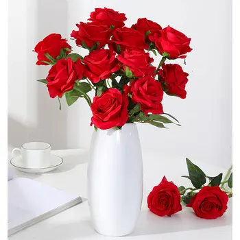 Buket Umjetnih Boja, Svilene Ruže Na Dugim Stabljikama, Svadbena Dekoracija Za Dom Površine, Umjetne Biljke, Božićni Poklon Za Valentinovo 3