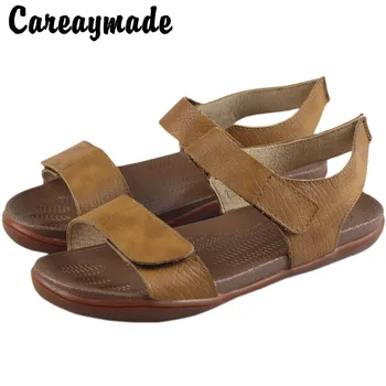 Careaymade -Nove udobne meke kože rimske sandale ručno od prirodne kože, ženska gornja odjeća s podesivim sadnje, plaža cipele