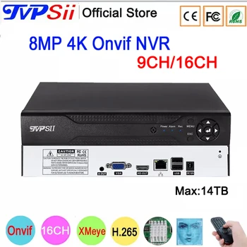 Daljinski upravljač 12 2A Max 14 TB XMEye Audio H. 265 + 8mp 4 DO 16CH 16 Kanalni 9CH Prepoznavanje lica Onvif CCTV i DVR NVR Sustav