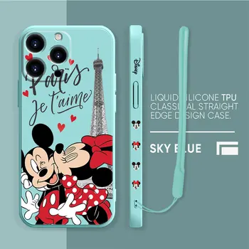 Disney Mickey i Minnie Crtani Pariz Soft Cell Tekući Torbica Funda Torbica za iPhone 14 13 12 11 Pro Max XR SE 7 8 Plus XS 7p i12 Telefon 0