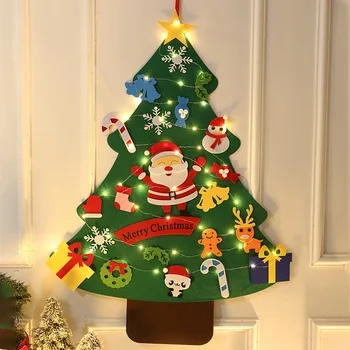 DIY Фетровая Božićno Drvce Dječje Božićne sa Led Svjetla za Dječje Darove Božićne Ukrase i Božićne Večernje Pribor