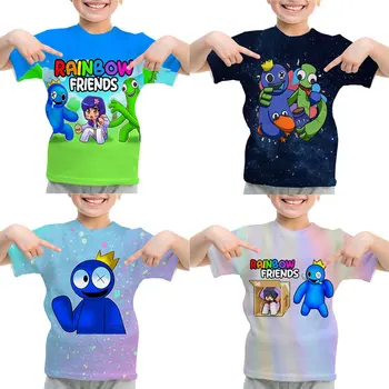 Dječje Igralište majica s duginim obojena prijateljima, Odjeća za Djevojčice i Dječake, Ljetna Majica s Kratkim Rukavima i 3D Uzorkom, majice s anime, Majice Camiseta