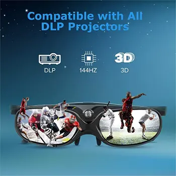 DLP Link 3D Naočale Naočale S Aktivnim Zatvaračem Punjive Naočale Okrugle Naočale Za DLP 3D Projektora