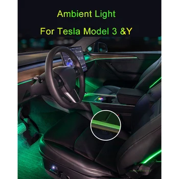 Domaći Neonska Rasvjeta Okolni LED Svjetlo Za Tesla Model 3 Y Glazba Treperi Program Kontrolira Prikaz Boja 0