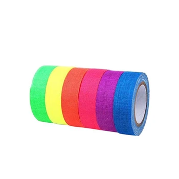 Fluorescentno traka Sjajna traka-UV 15 mm * Dužina 5 metara (set od 6 boja) Boja osvijetljena хлопковая traka Fotografija