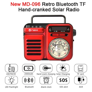 FM Prijenosni Radio-FM AM Disaster Solarni Ručno Radio, Kratkotalasni SW Radio Bluetooth-kompatibilni audio Player s TF-Karticama