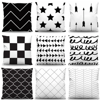 geometrija Kuće Navlake za jastuke Crna, Bijela boja jastučnicu Kauč na razvlačenje Nordic ukrasne jastučnice 45x45 cm 70X70 80X80