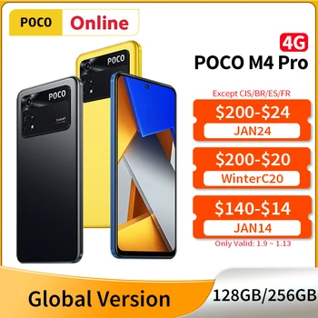 Globalna verzija POCO M4 Pro 4G Smartphone 128 GB i 256 GB Helio G96 Восьмиядерный 90 Hz AMOLED 33 W Pro brzo punjenje 64 Mp Kamera, NFC