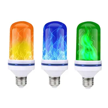 Gori lampa E27 4 W 85-265 U, 4 načina rada, Ampul, led Žarulja sa efektom Plamen, Мерцающая Emulacija, Vatra, Svijetlo žuta/plava/zelena