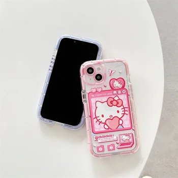 Hello Kitty Novi Torbica za Telefon iPhone 11 12 13 Pro Max X Xsmax Xr Мультяшный Prozirni Sjajni Kreativni Pink Kawaii za Djevojčice 2