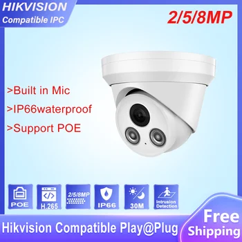 Hikvision Kompatibilna 4K 8MP Kupole POE IP kamera Osnovna cctv Kamera Ultra 5MP HD IR 30m H. 265 P2P Plug & play Sigurnost IPC