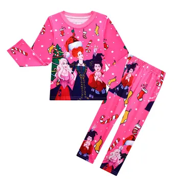 Hokus-Pokus/Kits Dječje odjeće iz 2 predmeta, Jesenski Majica dugih rukava i Hlače za djevojčice, Dječje Božićne Kostime u stilu Djeda Mraza s likovima iz Crtića