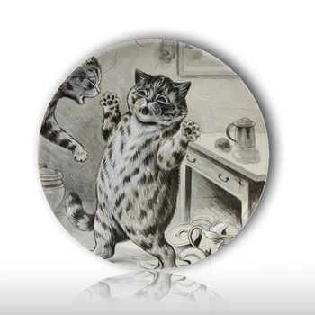 Ilustrator viktorijanskog doba antropomorfno Mačke Dekorativni tanjur Louis Wain Design Pattern Društvene ukrasni tanjuri 8 Cm