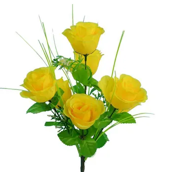 Imitacije Svile Cvijeta Umjetni Cvijet Ruže Sa 7 Glave Za Dekor Vrt Površine Ručni Rad Biljni Stol S Cvjetnim Kućni Dekor