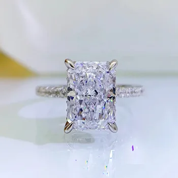 Jednostavan Srebrni Nakit 925 sterling, Vjenčano Prstenje, 3 karat, Kristali Blistava Rez, Fin dijamantni Nakit za Žene, Večernje Vjenčanje Pokloni