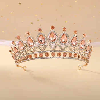 KMVEXO Luksuzni Plava Gorski Kristal Kristal Vjenčanje Crown Nevjesta Tiaras Kruna Kraljica Vijenac Kazališni Crown Svadbeni Nakit Za Kosu Pribor 1