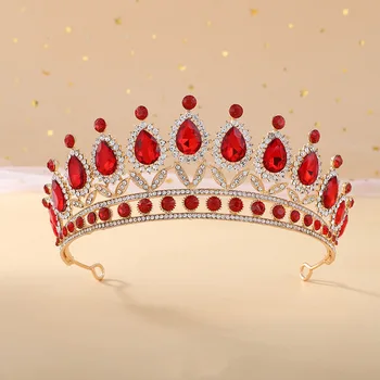 KMVEXO Luksuzni Plava Gorski Kristal Kristal Vjenčanje Crown Nevjesta Tiaras Kruna Kraljica Vijenac Kazališni Crown Svadbeni Nakit Za Kosu Pribor 4