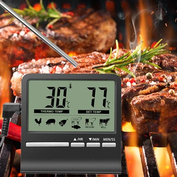 Kuhinjski E-LCD-Digitalne Termometre Za roštilj, Sonda Za Meso, Temperatura, Bežični Alarm, vremensko Brojilo, Upozorenje, Timer Za Roštilj